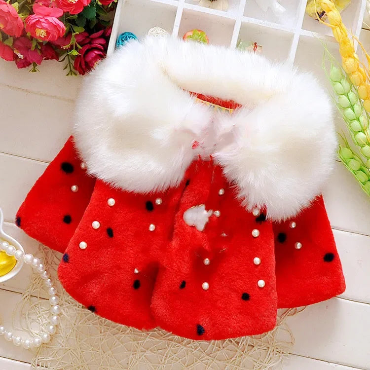 Girls’ Warm Jacket with Elegant Fur Collar Design
