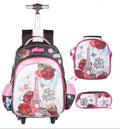 3D-printed Sequins Kids Wheeled Backpack 3 Piece Set childrensterritory