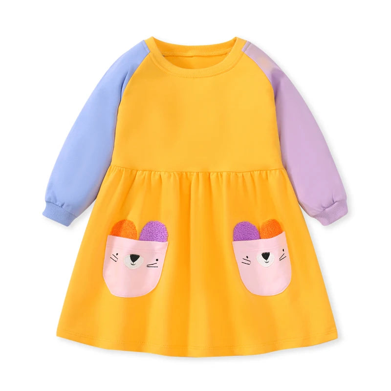 Lovely Cartoon Animals Design Little Girls Casual Dresses childrensterritory