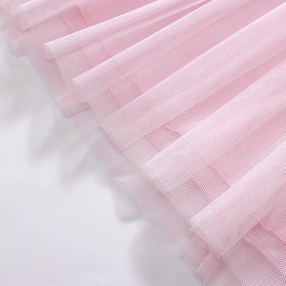 Kids Girls Cartoon Cat Embroidered Pink Summer Dress childrensterritory