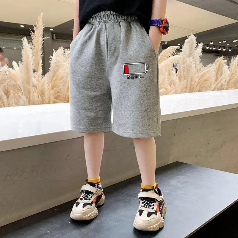 Kids Boys Funny Battery Print Sports Shorts for Summer childrensterritory