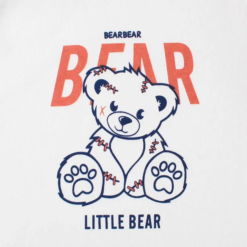 Trendy Boys Long Sleeve Bear Cartoon Design Cotton T-Shirts childrensterritory