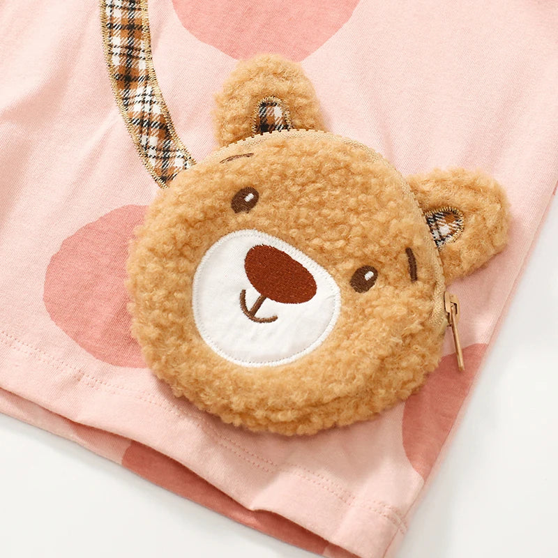 Little Girls Cartoon Bear Design T shirt+Pants Sets for Autumn childrensterritory