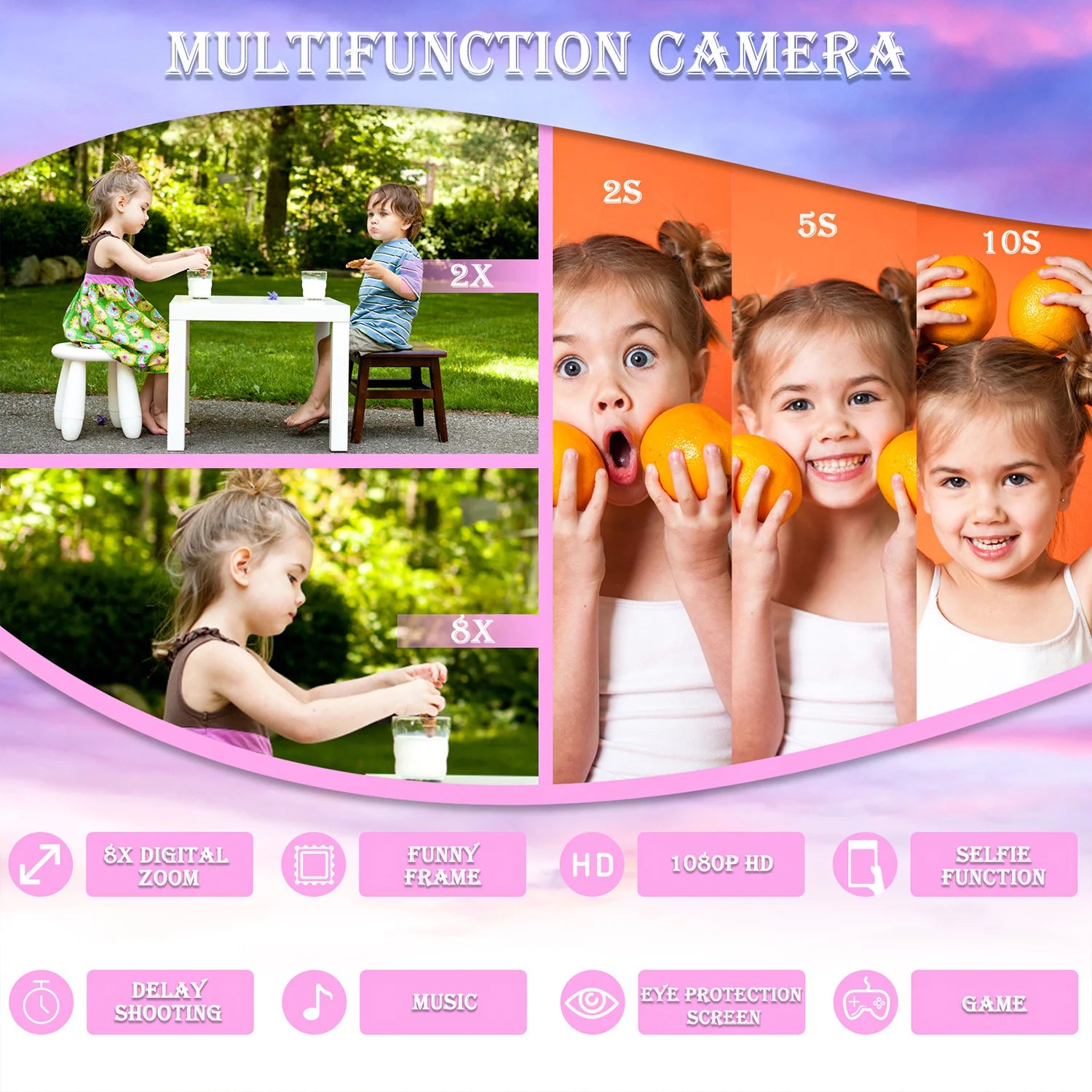 1080P HD Cartoon Unicorn Design Kids Mini Camera childrensterritory