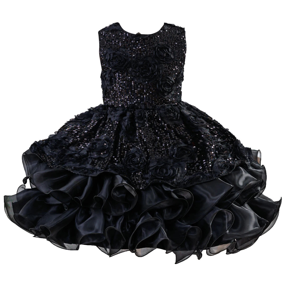 Sleeveless Fluffy Floral Birthday Party Dresses For Girls