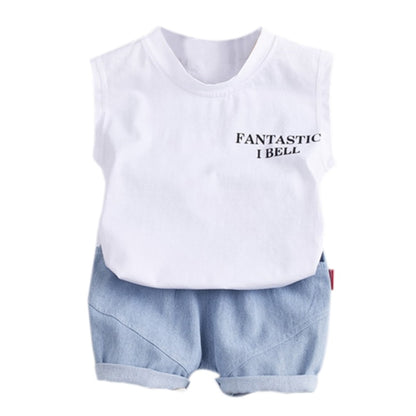 Baby Boy Letter and Dinosaur Print Vest Tops+Shorts 2PCS Set childrensterritory