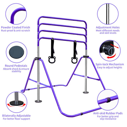 Multi-Functional Horizontal Gymnastic Bar with Bear Rings childrensterritory