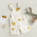 Kids Girls Printed Rolled Hem Overall Shorts with Pockets childrensterritory