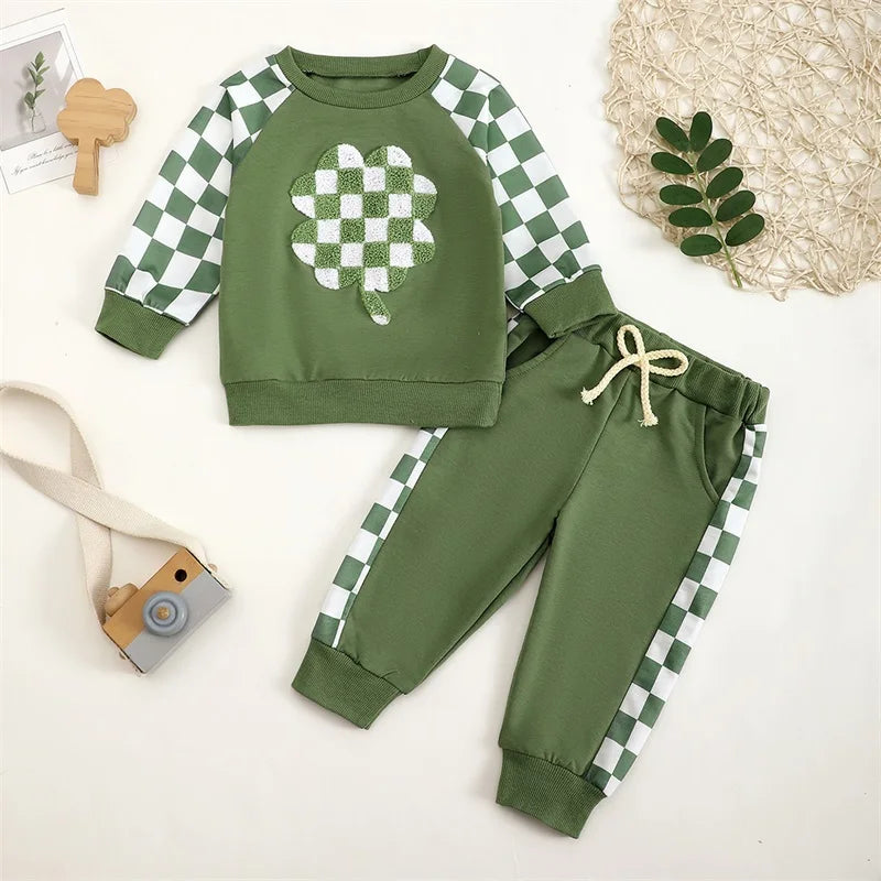 Baby's St Patrick's Day Outfit in Green Shamrock Print
