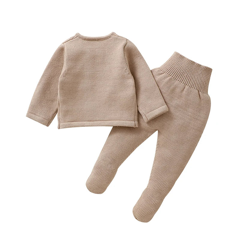 Full Sleeves Solid Colour Baby Girls Clothing Set