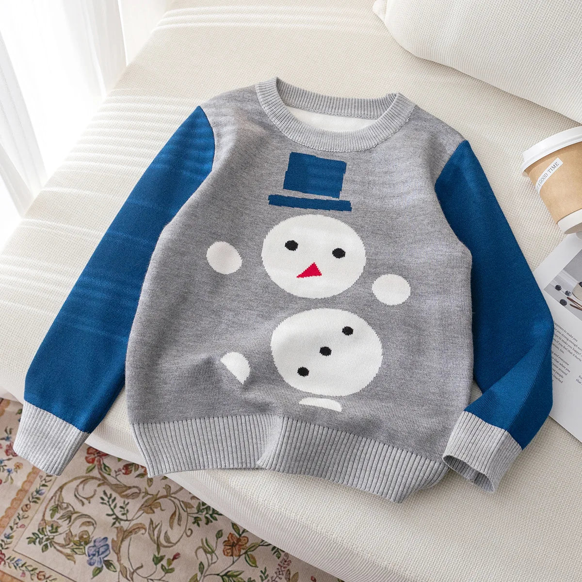 Kids Round Neck Christmas Design Warm Sweater