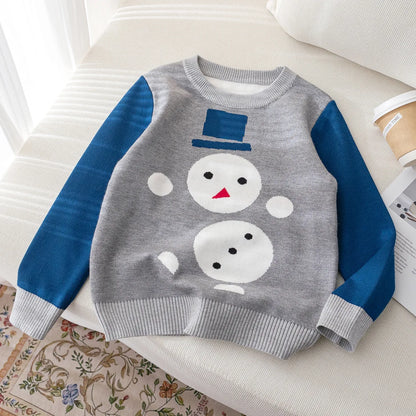 Kids Round Neck Christmas Design Warm Sweater childrensterritory