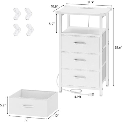 Durable Metal Bedside Table with Open Storage Shelf