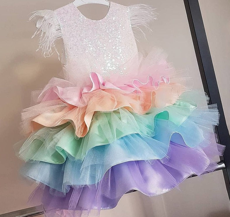 Tiered Tulle Satin Baby/Kids Girl Pageant Birthday Dress childrensterritory