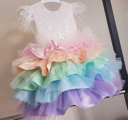 Tiered Tulle Satin Baby/Kids Girl Pageant Birthday Dress childrensterritory
