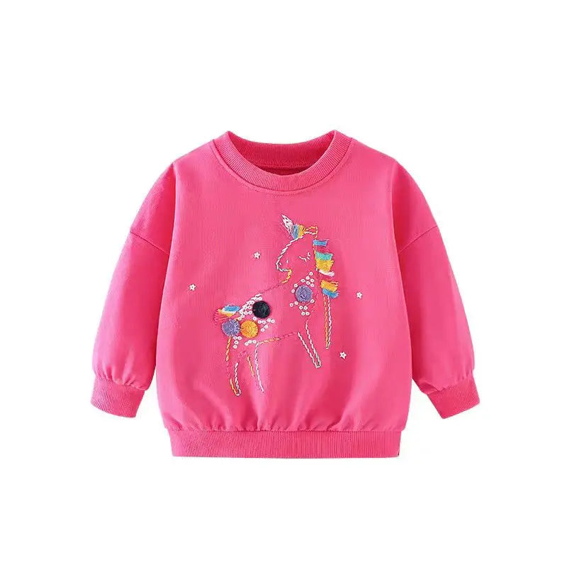 Full-Sleeve Cartoon Print Sweatshirts For Girls