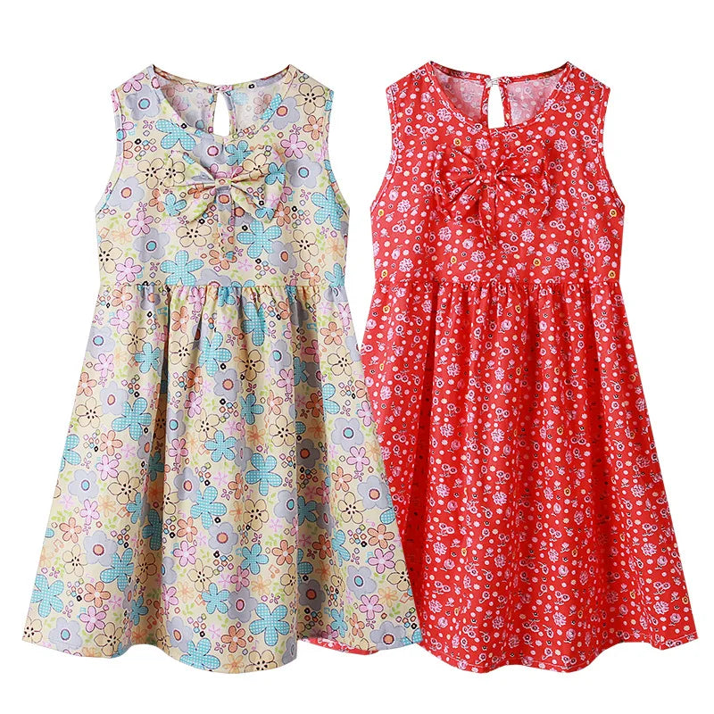 Sleeveless Printed Cotton Casual Dresses For Girls childrensterritory