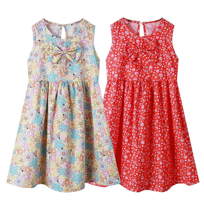 Sleeveless Printed Cotton Casual Dresses For Girls childrensterritory