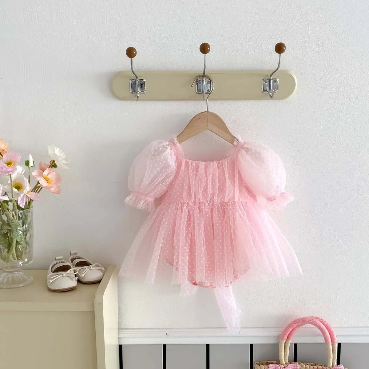 Baby Girl Dots Print Princess Tulle Romper Dresses for Summer