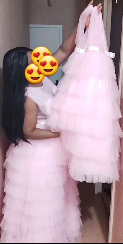 Mother-Daughter Tiered Puffy Tulle Matching Party Dresses childrensterritory