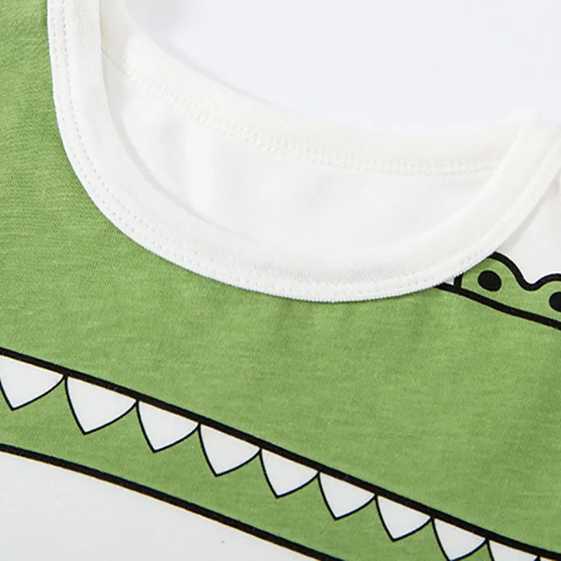 Boys Short Sleeves Crocodile Design Summer T-Shirts