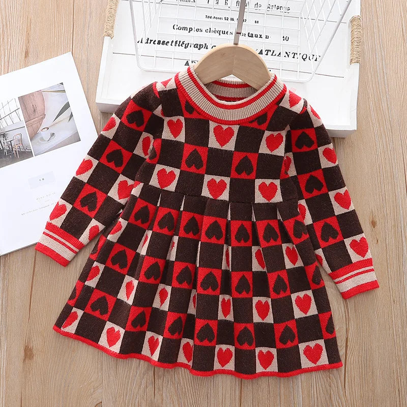 Girls’ Elegant Long-Sleeve Winter Dresses childrensterritory