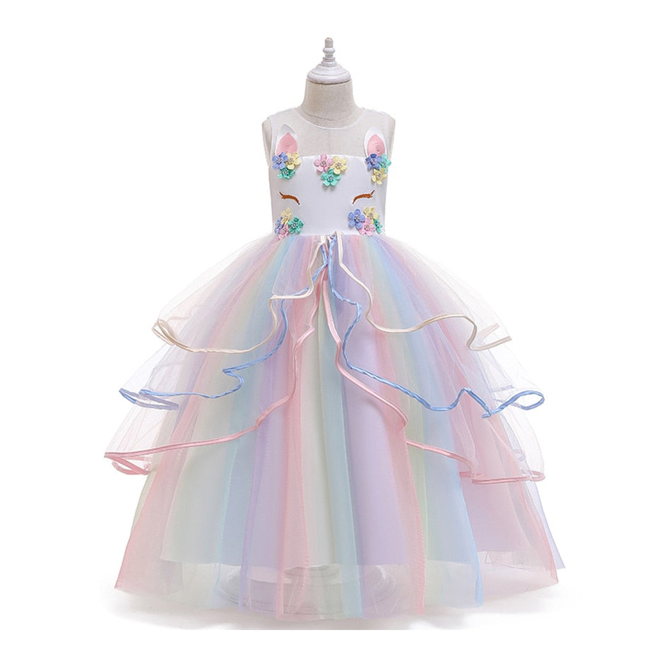 Kids Girls Unicorn Design Christening Gown or Cosplay Costume childrensterritory
