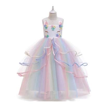 Kids Girls Unicorn Design Christening Gown or Cosplay Costume childrensterritory