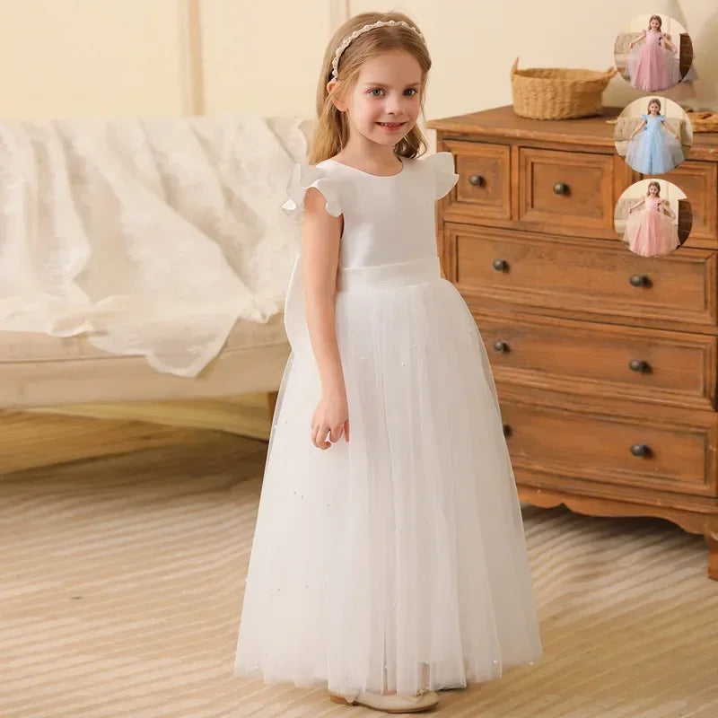 Long Flying Sleeve Mesh Princess Dresses for Kids Girls