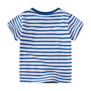 Dinosaurs Cartoon Striped Design Summer T-shirts for Kids Boys childrensterritory