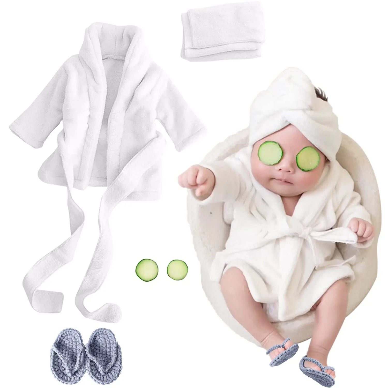 5PCS Bathrobes Outfit Props Set for Newborn Photography