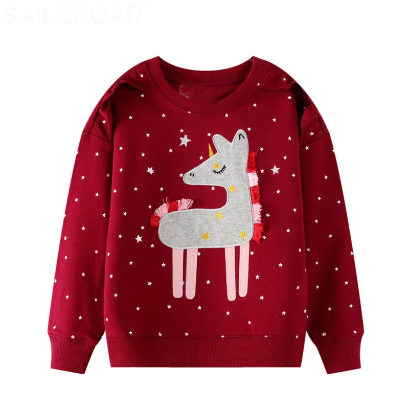 Girls Full Sleeves Flowers Embroidery Casual Sweatshirts childrensterritory