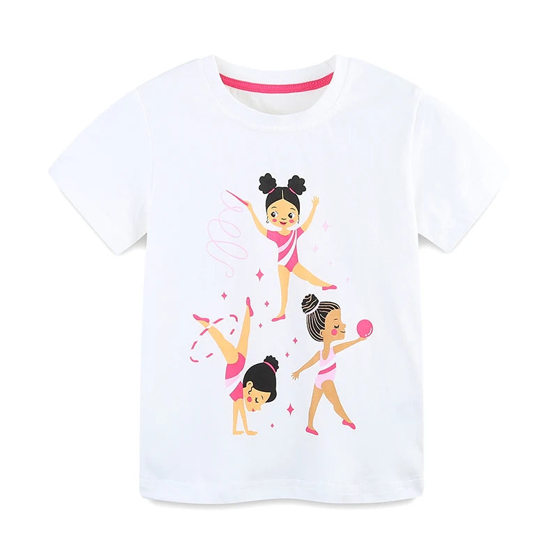 Girls Cartoon Print Casual Summer T-Shirts childrensterritory