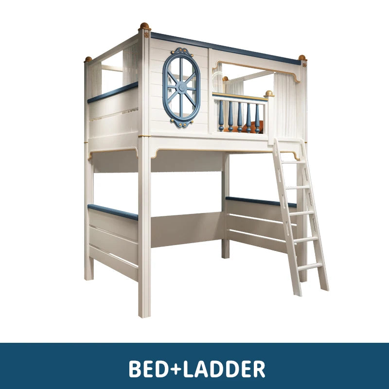 Kids Modren Bunk Bed with Bookcase and Wardrobe childrensterritory