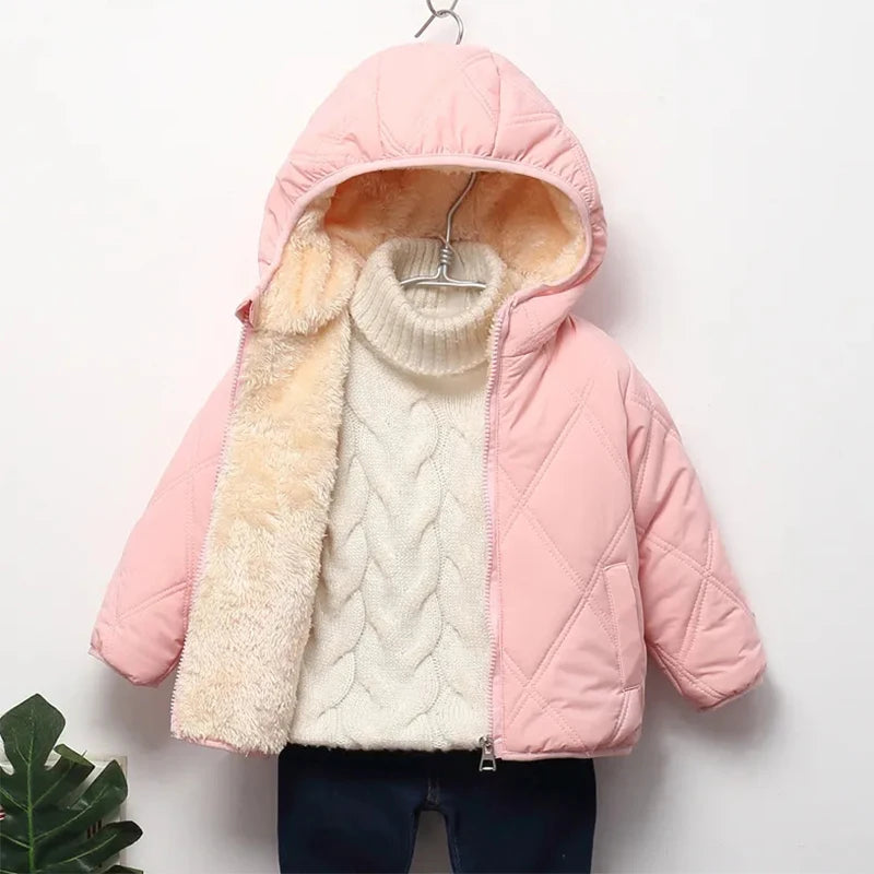 Kids' Solid-Colour Long-Sleeved Winter Jackets