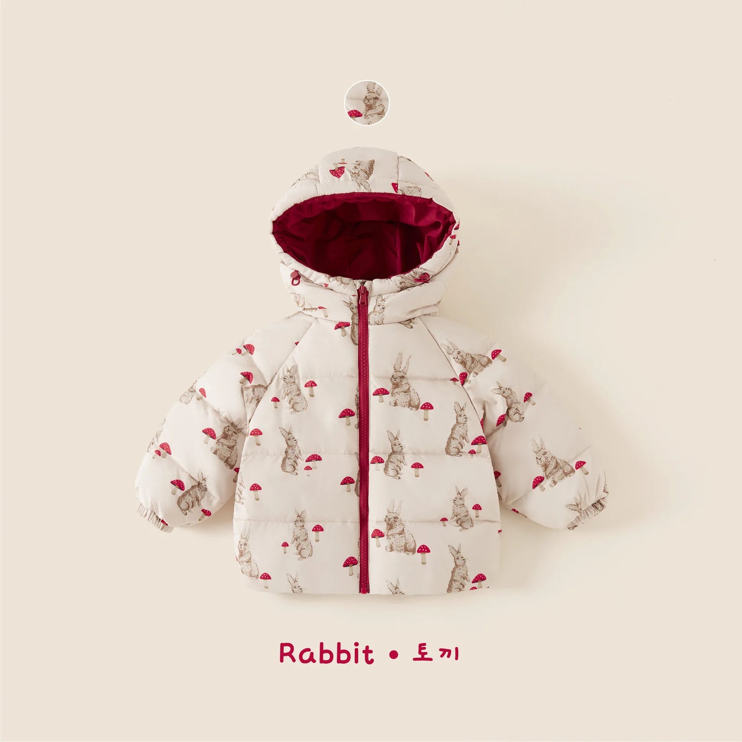 Little Girls Cartoon Print Down Hooded Jackets for Winter childrensterritory