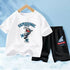 Kids Boy Funny Shark Print T-Shirts and Half Pants Set childrensterritory
