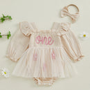 Newborn Baby Girl Long Sleeves Embroidery Design Party Dresses