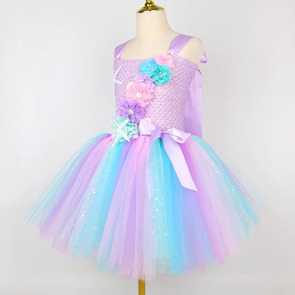 Girls Mermaid Style Tutu Princess Birthday/Halloween Party Dresses