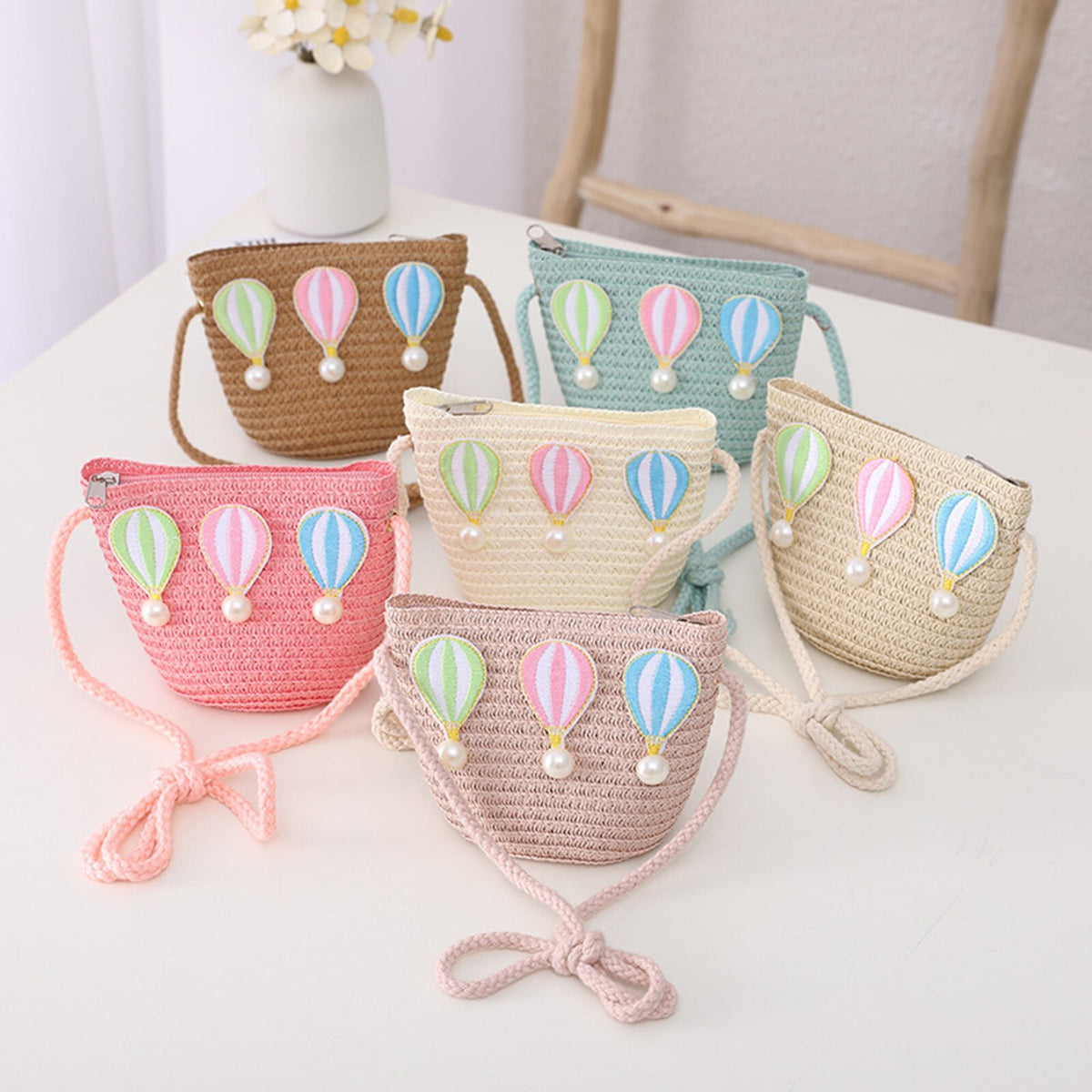 Kid Girl Colorful Anti-Dust Straw Hat with Bag Set  childrensterritory