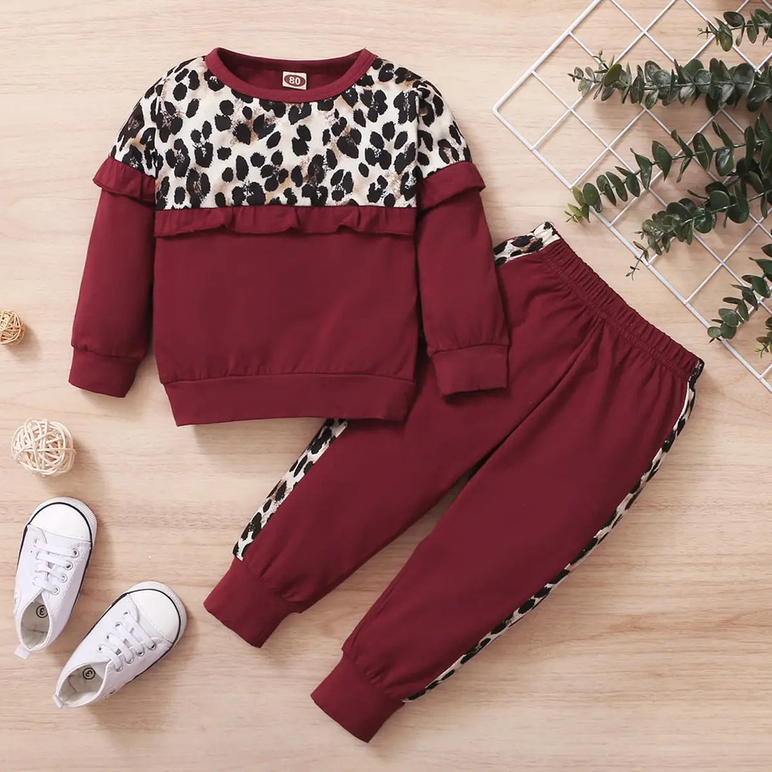 2Pcs Toddler Girl Leopard Print Clothing Sets