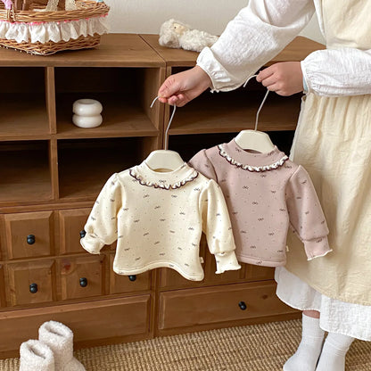 Girls’ Long-Sleeved Collar Design Winter Tops childrensterritory