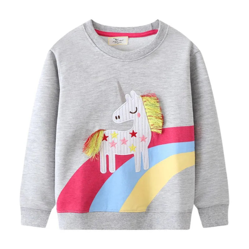 Animals Embroidery Kids Long Sleeve Sweatshirts childrensterritory