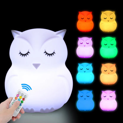 Rechargeable Owl LED Night Light in 9 Colors for Kids Room childrensterritory