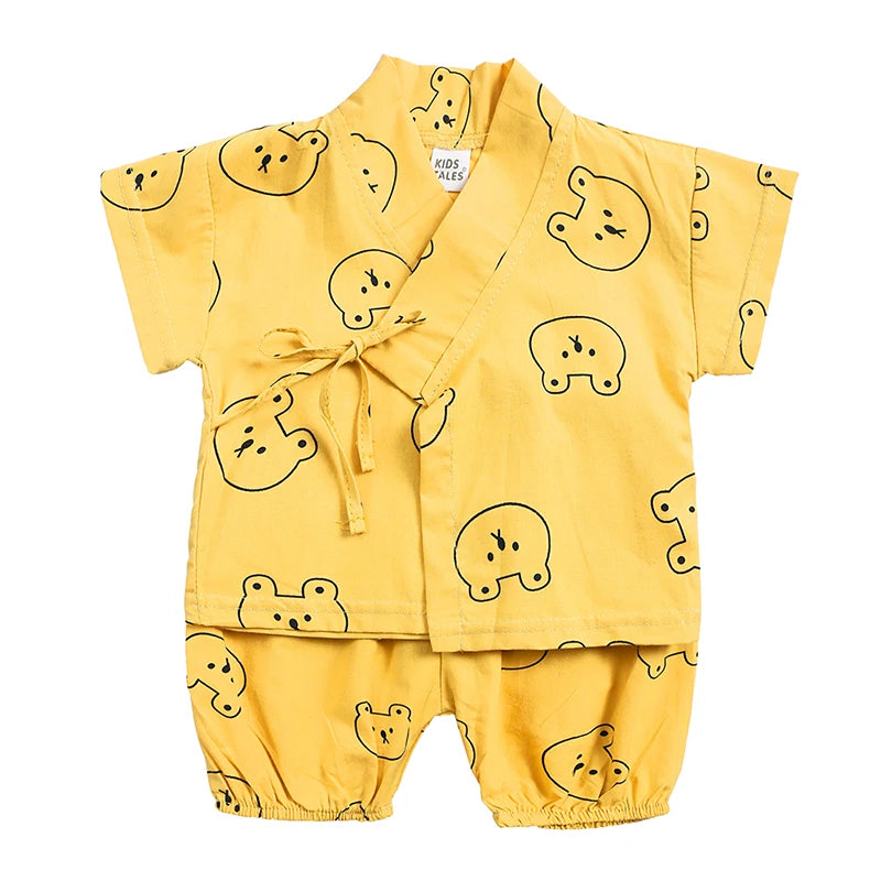 2PCS Cute Cartoon Print Baby Top + Shorts Home Wear Sets