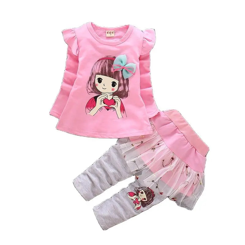 Baby Girls Cute Cartoon Print Sweatshirts + Pants Tracksuit Sets childrensterritory