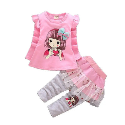 Baby Girls Cute Cartoon Print Sweatshirts + Pants Tracksuit Sets childrensterritory