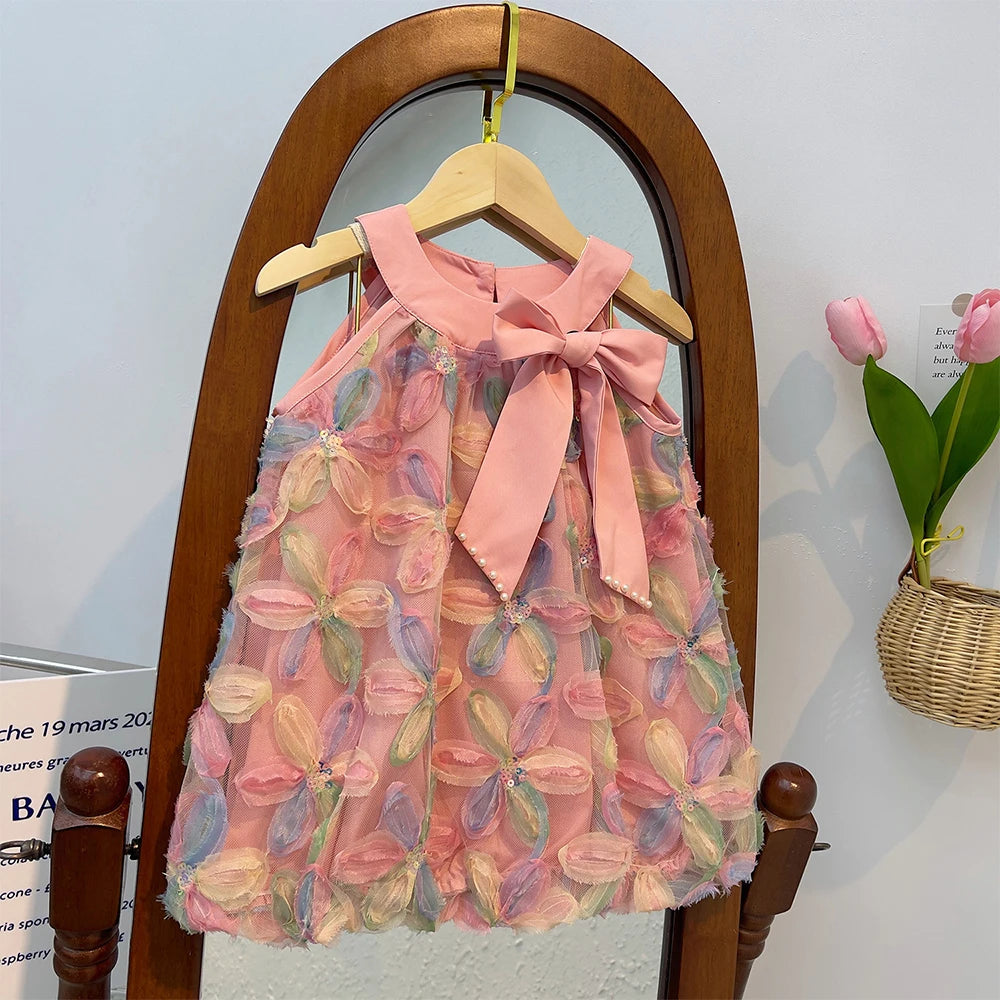 Kids Girls Colorful Flower Design Summer Dresses childrensterritory
