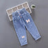 Kids Girls Cartoon Design Denim Trousers childrensterritory