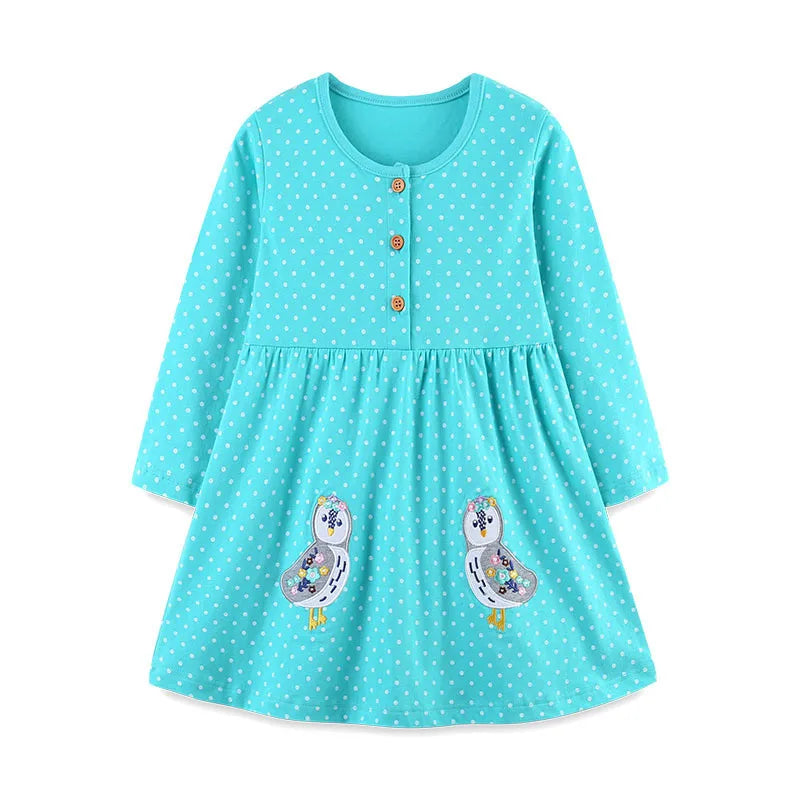 Full-Sleeve Animal Print Summer Dresses For Girls